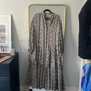 Odeeh multi print silk shirt dress in brown clover floral print